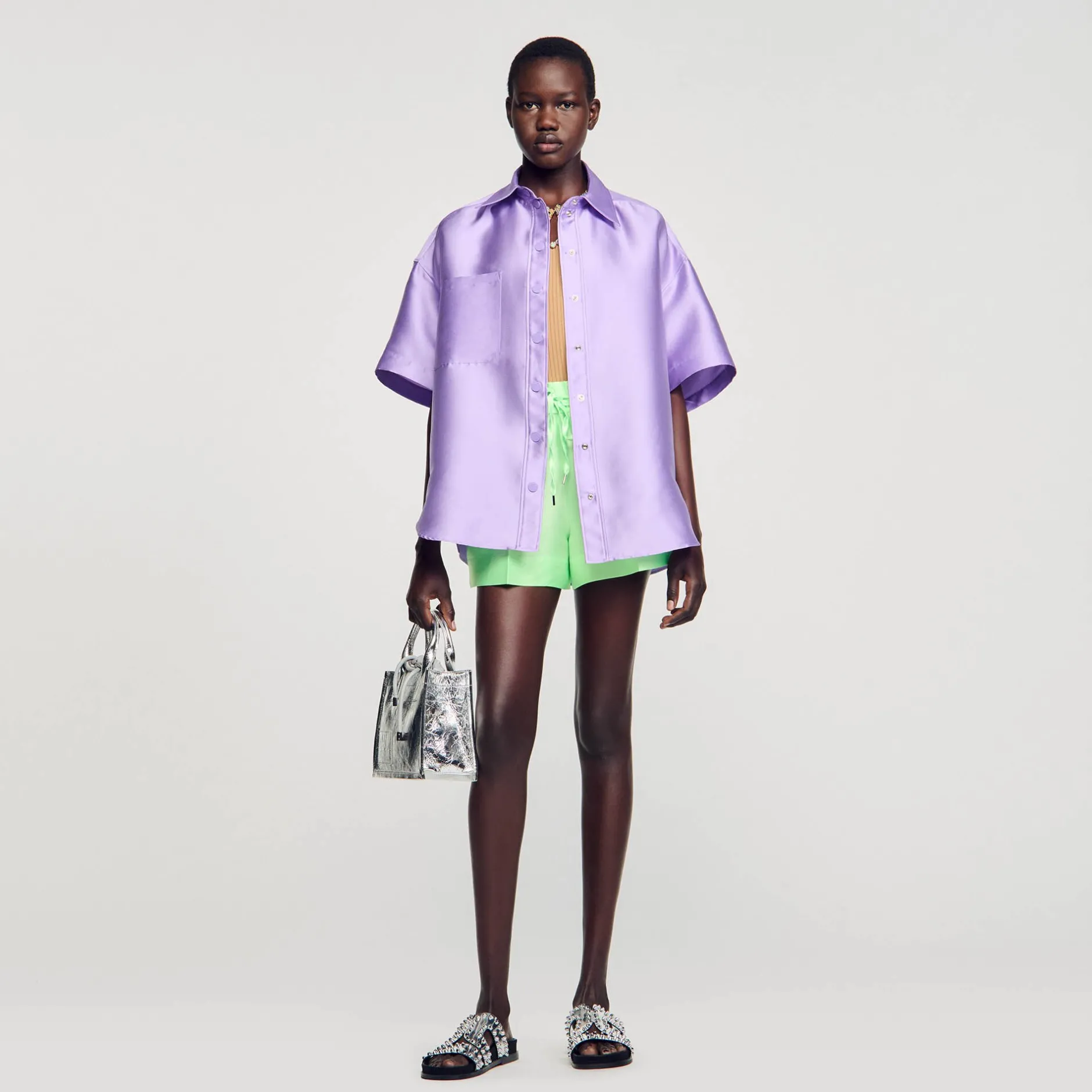 Femme SANDRO Chemise Oversized Satinée
