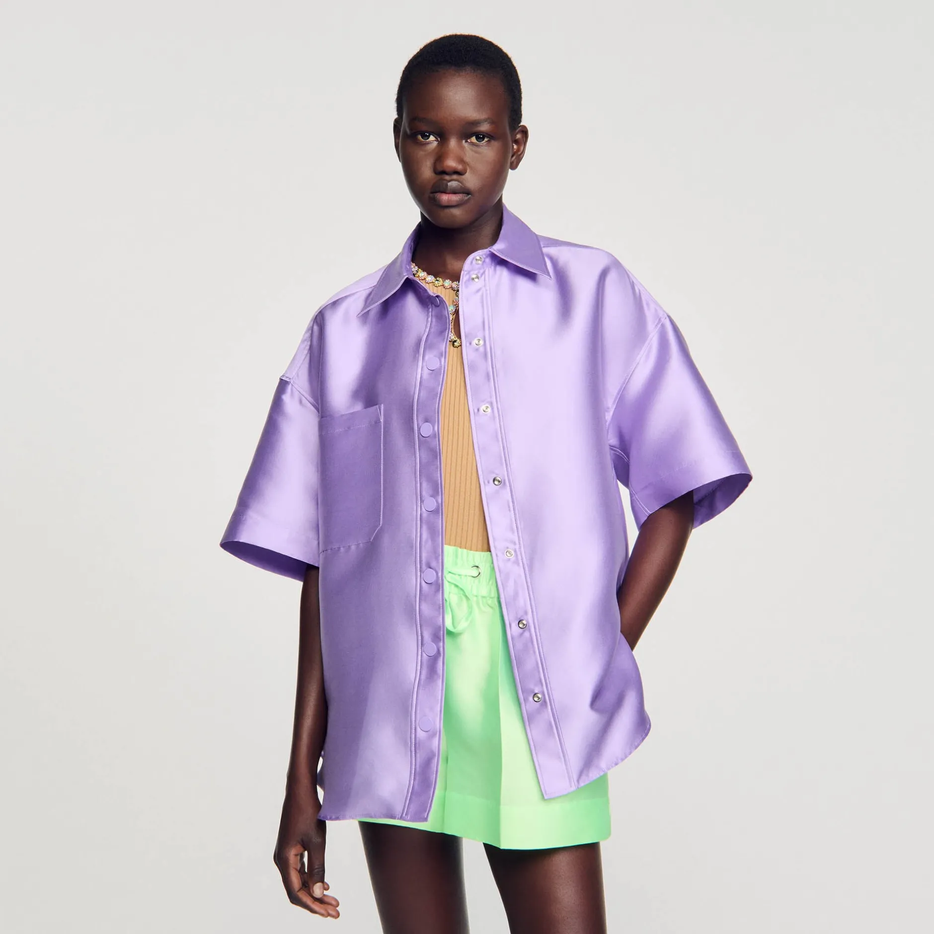 Femme SANDRO Chemise Oversized Satinée
