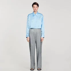 Femme SANDRO Chemise Satinée Ornée De Strass