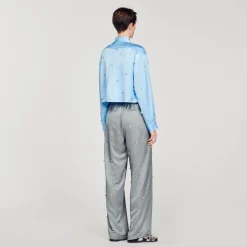 Femme SANDRO Chemise Satinée Ornée De Strass
