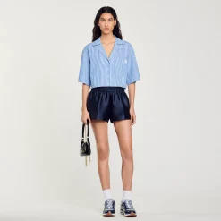 Femme SANDRO Chemise Strassée à Manches Courtes