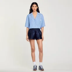 Femme SANDRO Chemise Strassée à Manches Courtes