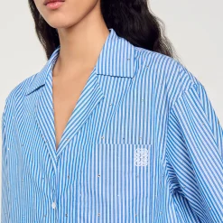 Femme SANDRO Chemise Strassée à Manches Courtes