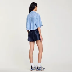 Femme SANDRO Chemise Strassée à Manches Courtes
