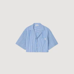 Femme SANDRO Chemise Strassée à Manches Courtes