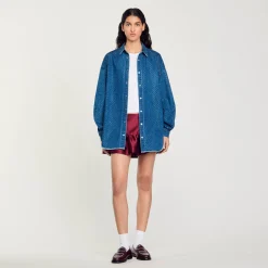 Femme SANDRO Chemise Strassée En Jean