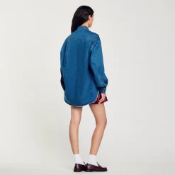 Femme SANDRO Chemise Strassée En Jean