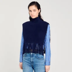 Femme SANDRO Col écharpe En Maille Velours
