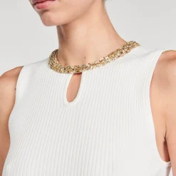 Femme SANDRO Débardeur En Maille Col Bijoux