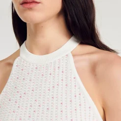 Femme SANDRO Débardeur En Maille Orné De Perles