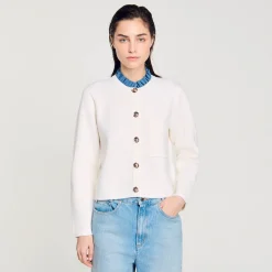 Femme SANDRO Gilet à Col Montant Amovible