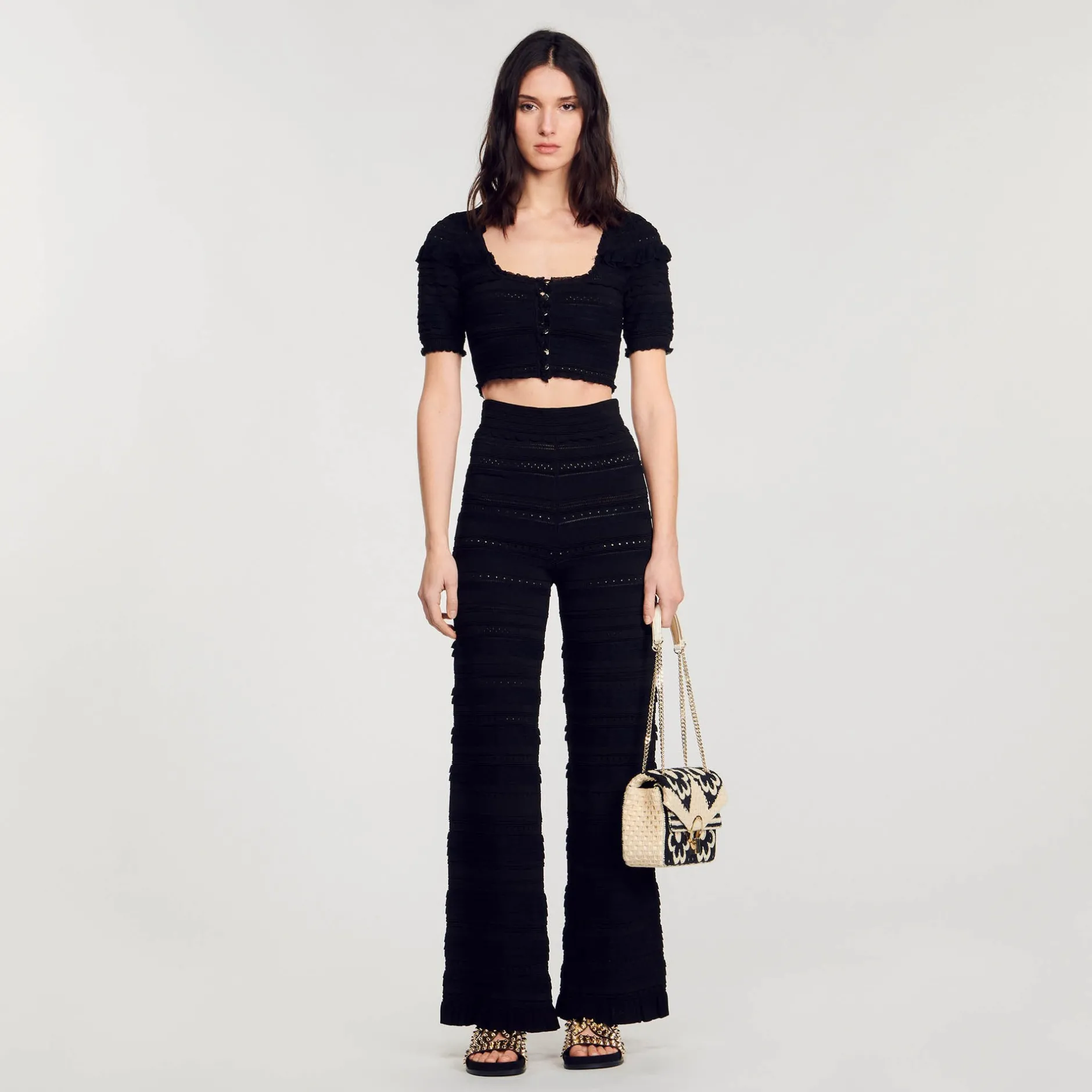 Femme SANDRO Gilet Court En Maille