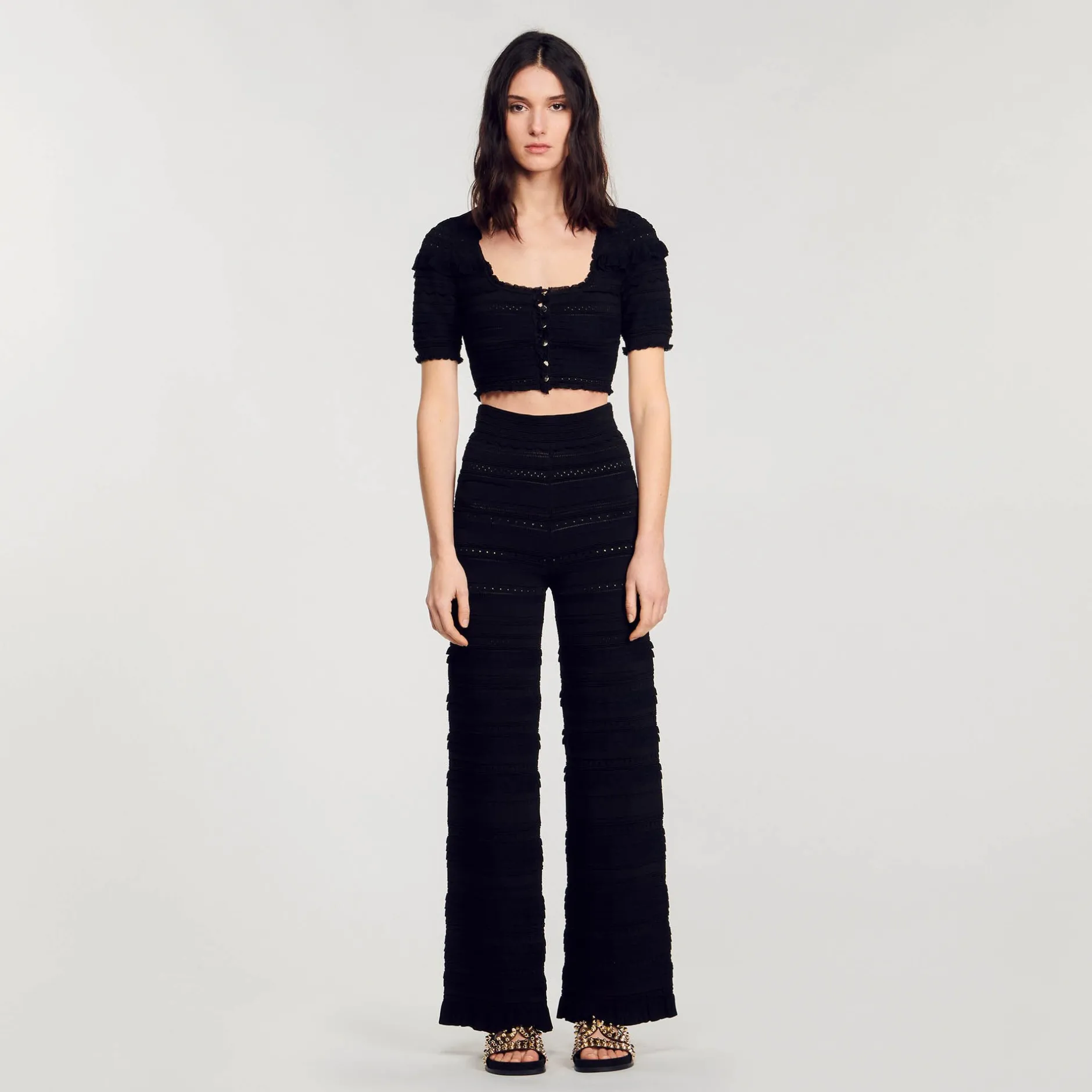 Femme SANDRO Gilet Court En Maille