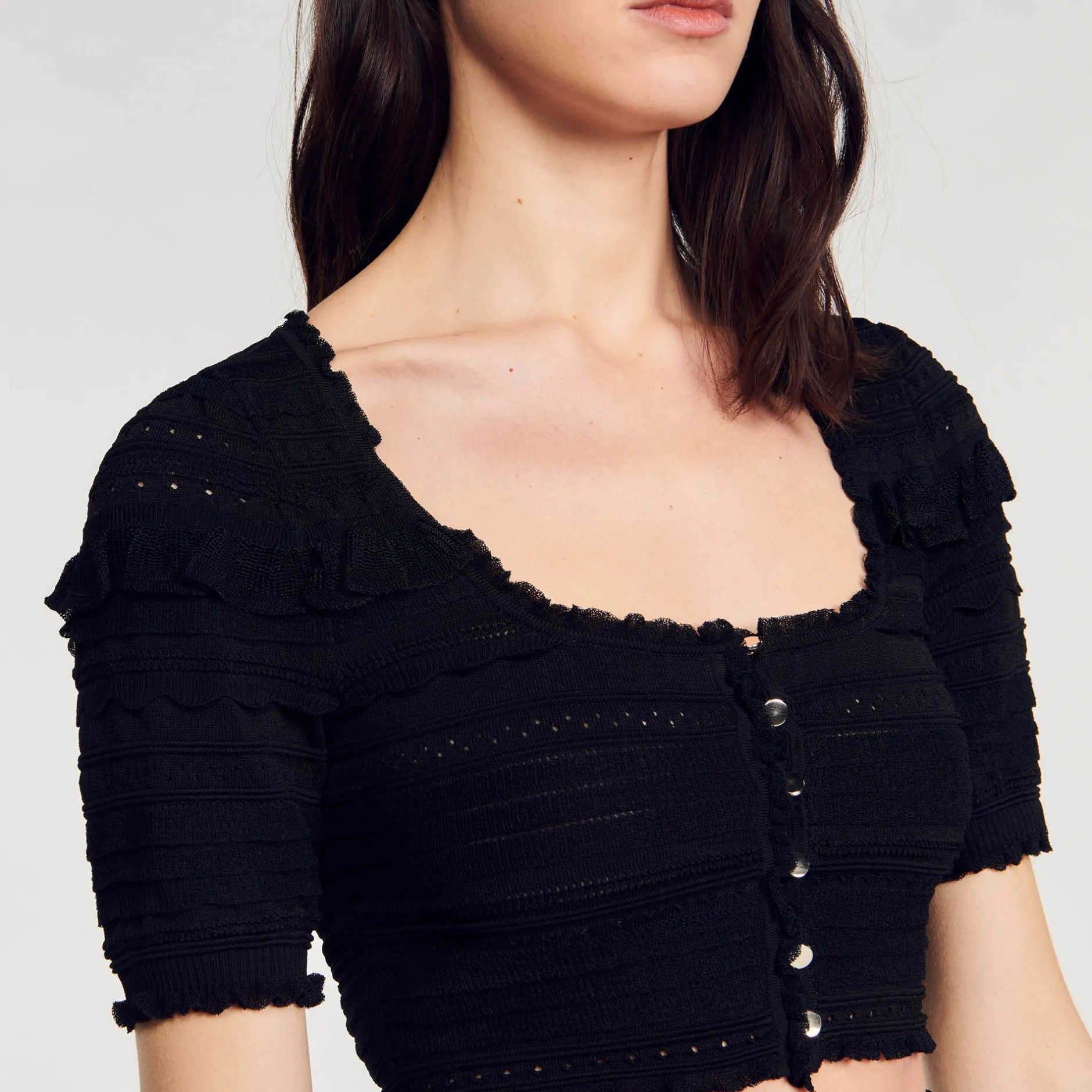 Femme SANDRO Gilet Court En Maille