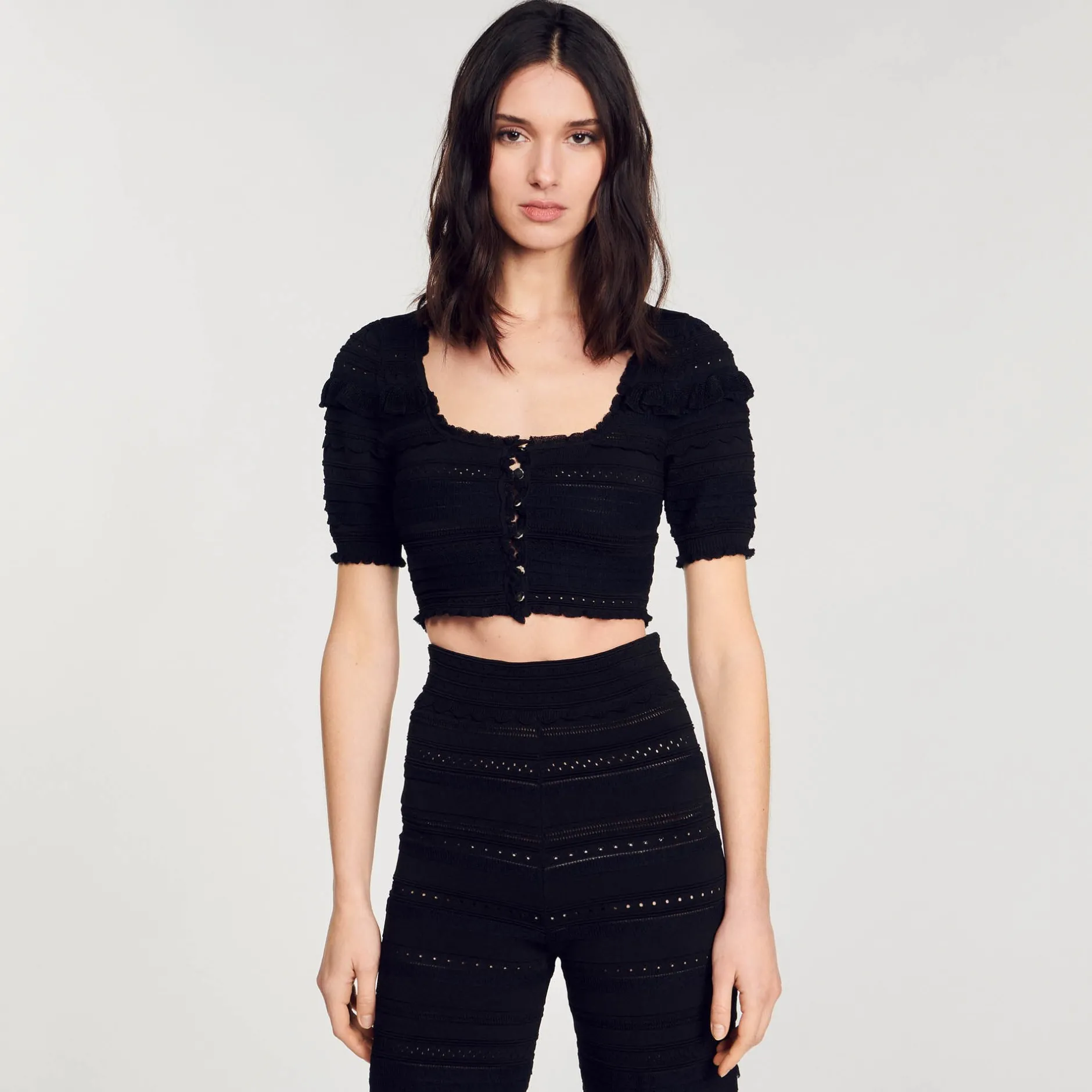 Femme SANDRO Gilet Court En Maille