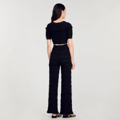 Femme SANDRO Gilet Court En Maille