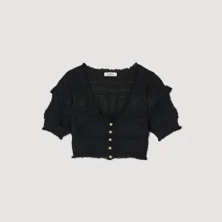 Femme SANDRO Gilet Court En Maille