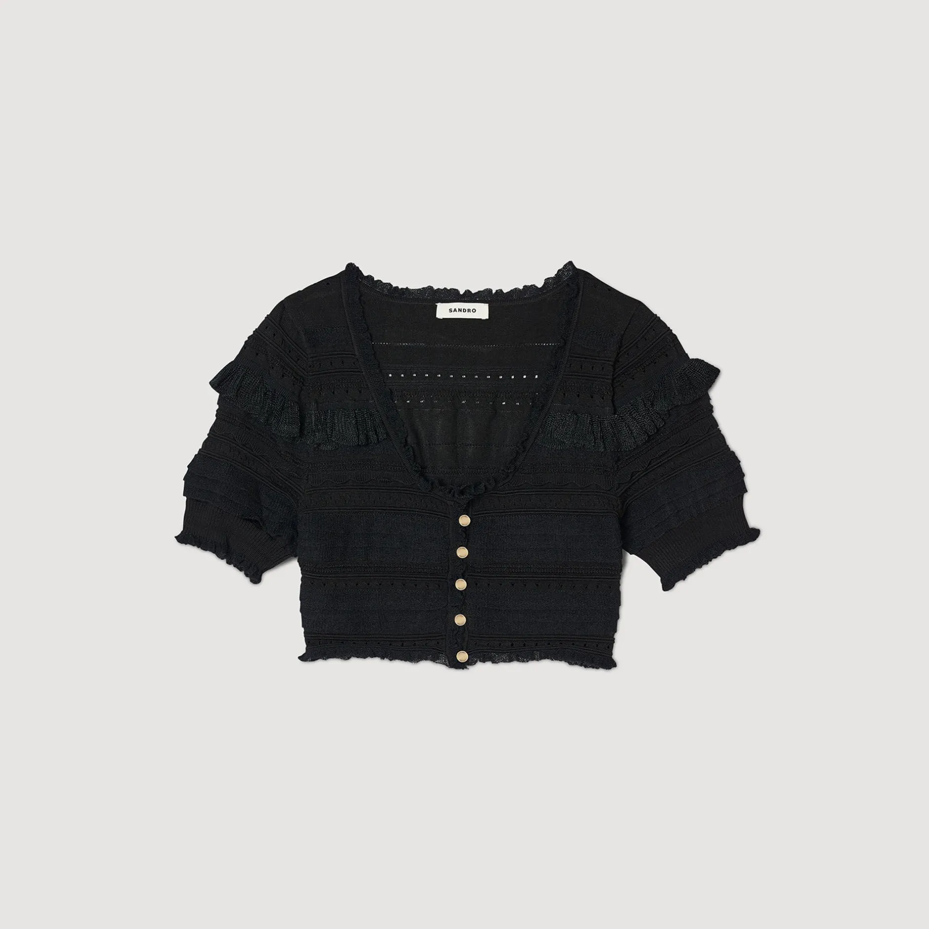 Femme SANDRO Gilet Court En Maille