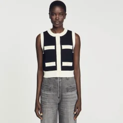 Femme SANDRO Gilet En Maille Sans Manches
