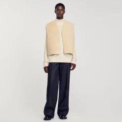 Homme SANDRO Gilet Sans Manches En Mouton Retourné