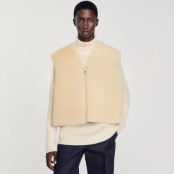 Homme SANDRO Gilet Sans Manches En Mouton Retourné