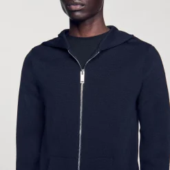 Homme SANDRO Gilet Zippé Avec Capuche