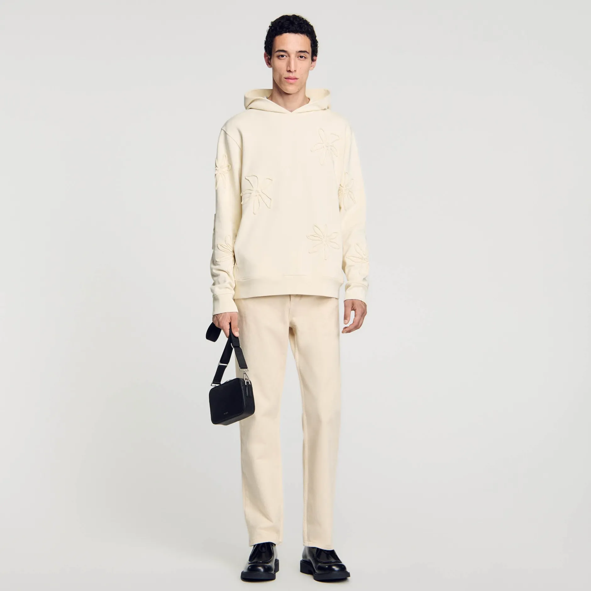 Homme SANDRO Hoodie à Capuche Orné De Fleurs