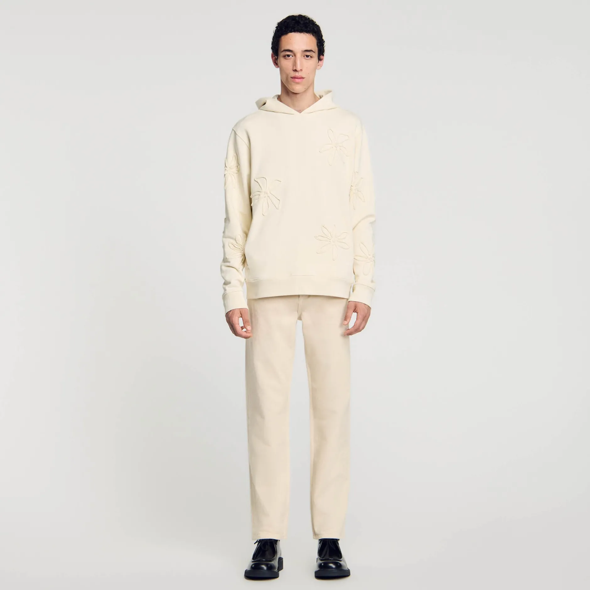 Homme SANDRO Hoodie à Capuche Orné De Fleurs