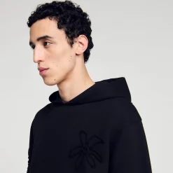 Homme SANDRO Hoodie à Capuche Orné De Fleurs