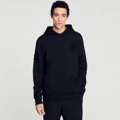 Homme SANDRO Hoodie à Capuche Orné De Fleurs
