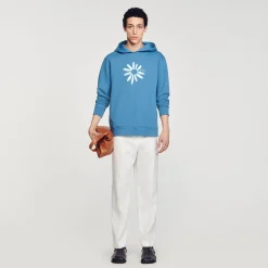 Homme SANDRO Hoodie Fleur En Coton