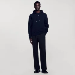 Femme/Homme SANDRO Hoodie Homme Brodé En Coton Biologique