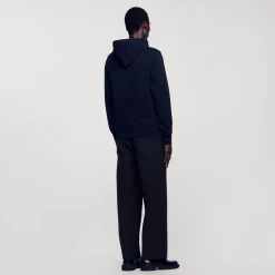 Femme/Homme SANDRO Hoodie Homme Brodé En Coton Biologique