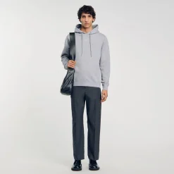 Homme SANDRO Hoodie Homme Brodé En Coton Biologique