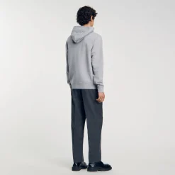 Homme SANDRO Hoodie Homme Brodé En Coton Biologique