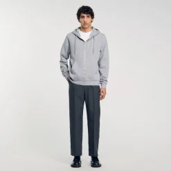 Homme SANDRO Hoodie Homme Brodé En Coton Biologique