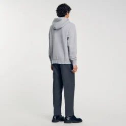 Homme SANDRO Hoodie Homme Brodé En Coton Biologique