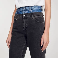 Femme SANDRO Jean Double Ceinture Bicolore