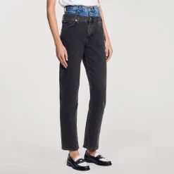 Femme SANDRO Jean Double Ceinture Bicolore