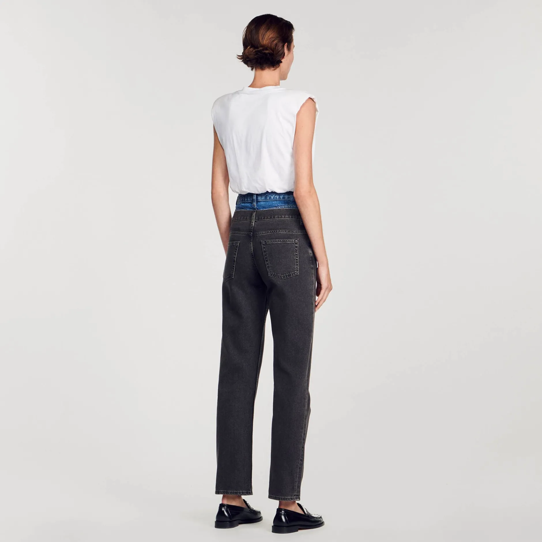 Femme SANDRO Jean Double Ceinture Bicolore