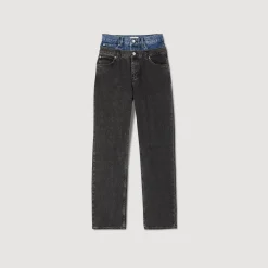 Femme SANDRO Jean Double Ceinture Bicolore