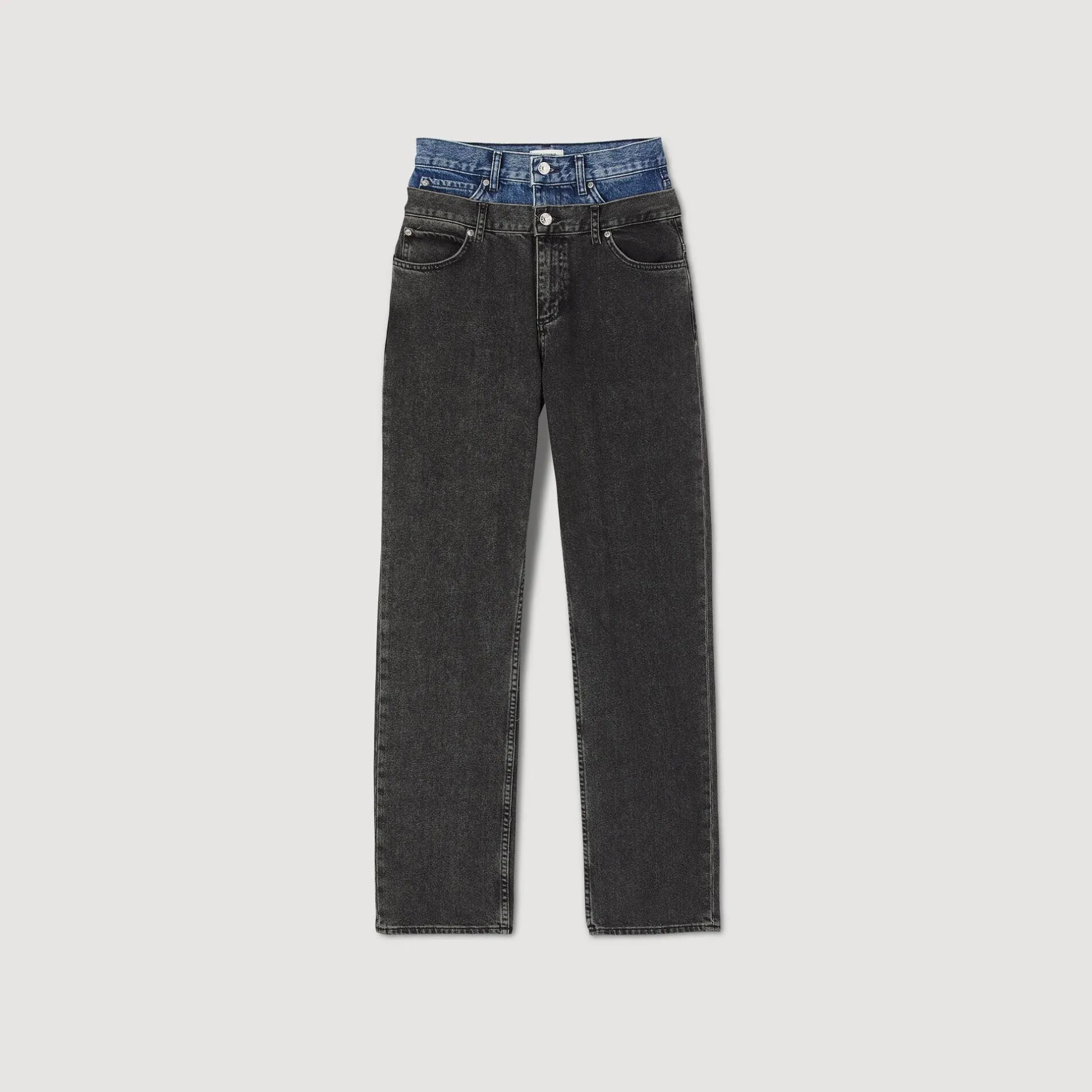Femme SANDRO Jean Double Ceinture Bicolore