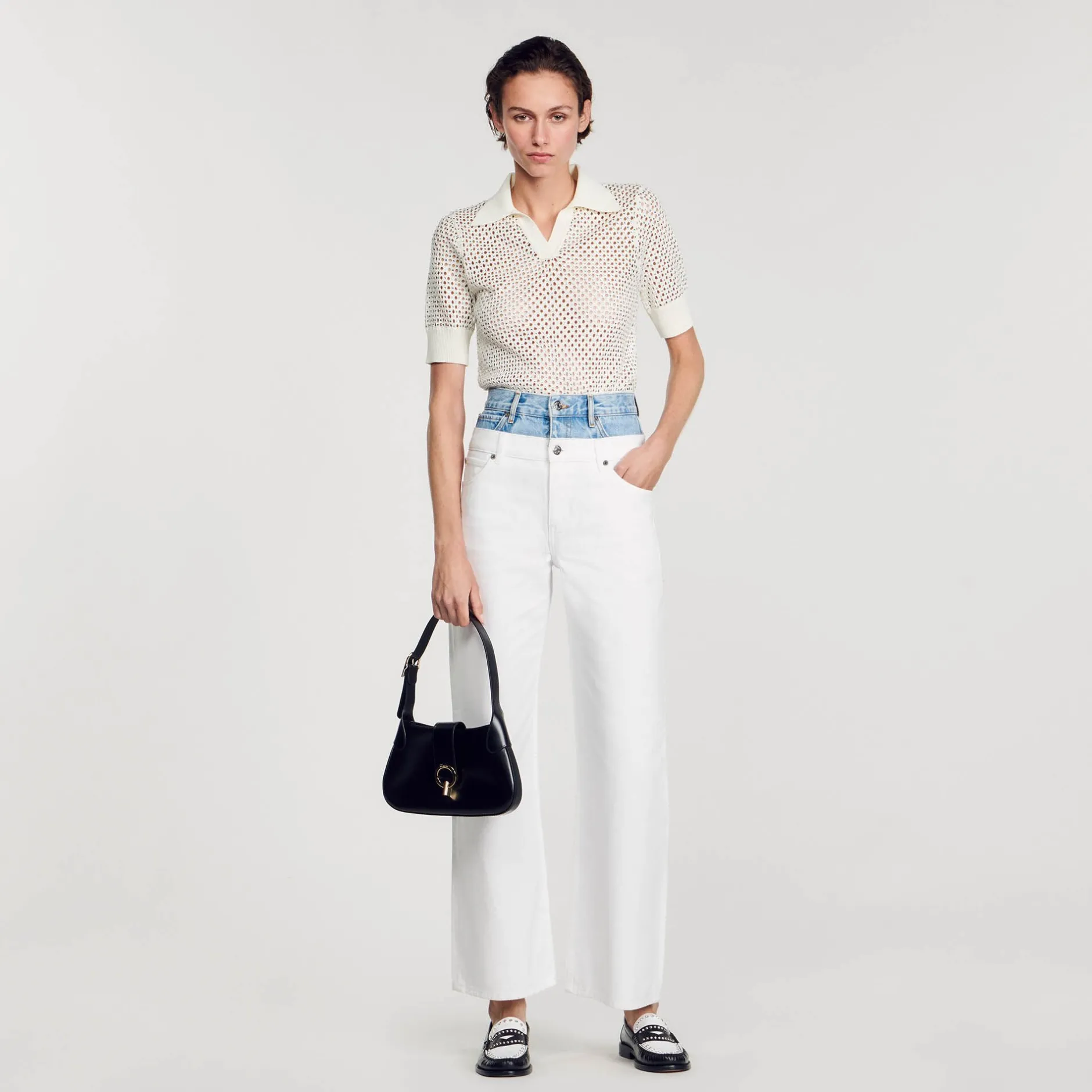 Femme SANDRO Jean Double Ceinture Bicolore