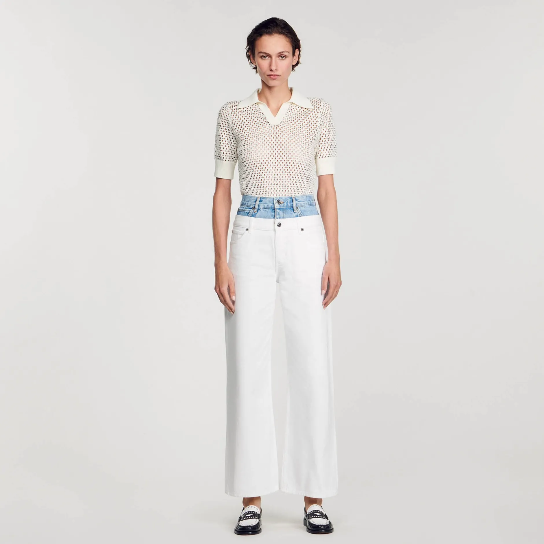 Femme SANDRO Jean Double Ceinture Bicolore