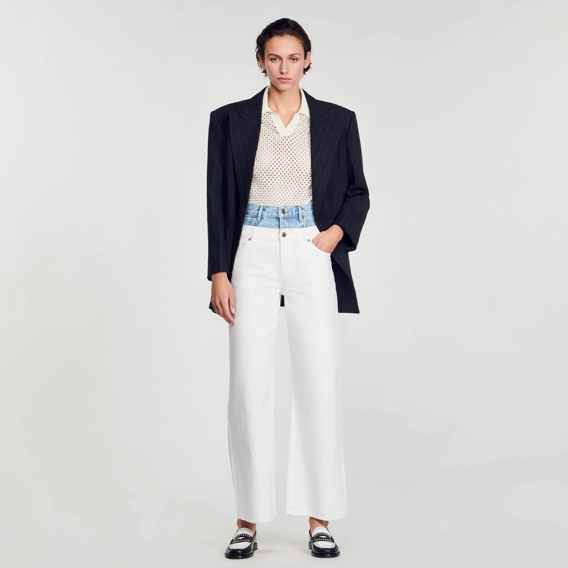 Femme SANDRO Jean Double Ceinture Bicolore