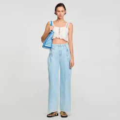 Femme SANDRO Jean Large à Plis Creux