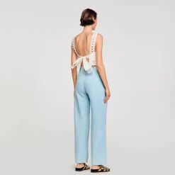 Femme SANDRO Jean Large à Plis Creux