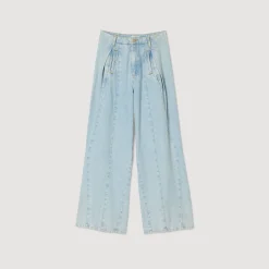 Femme SANDRO Jean Large à Plis Creux