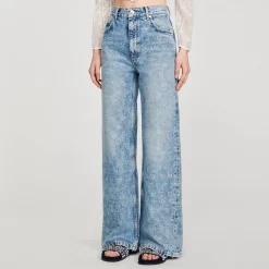 Femme SANDRO Jean Large Orné De Cœurs En Strass