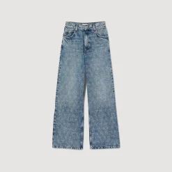 Femme SANDRO Jean Large Orné De Cœurs En Strass